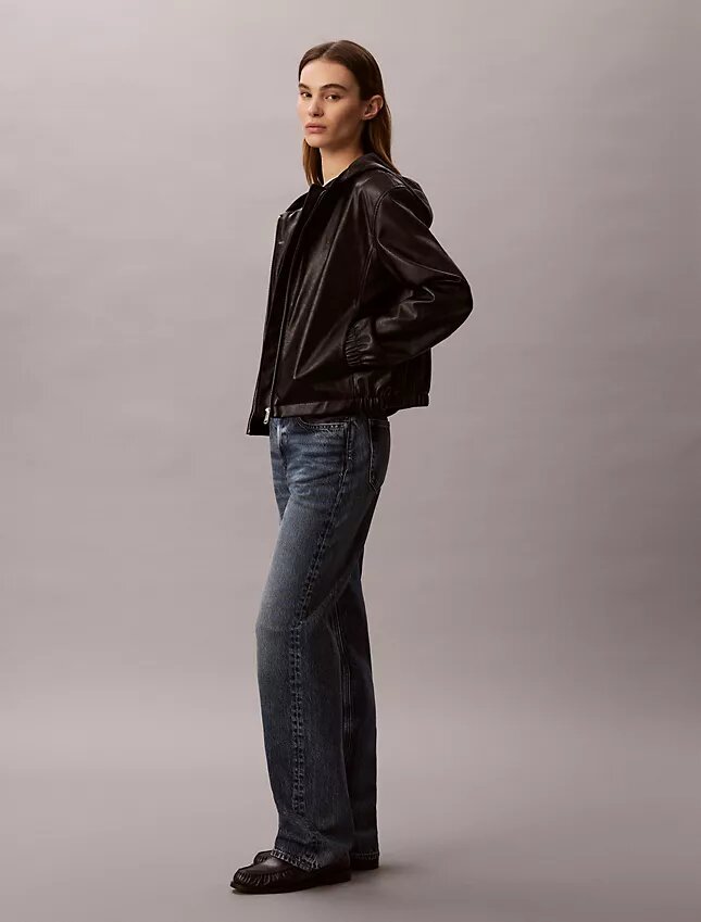 Faux Leather Hooded Jacket Faux Leather Hooded Jacket