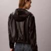 Faux Leather Hooded Jacket Faux Leather Hooded Jacket