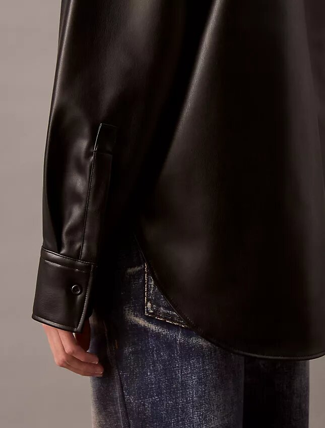Faux Leather Relaxed Shirt Jacket Faux Leather Relaxed Shirt Jacket
