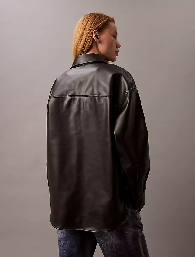 Faux Leather Relaxed Shirt Jacket Faux Leather Relaxed Shirt Jacket