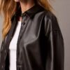 Faux Leather Relaxed Shirt Jacket Faux Leather Relaxed Shirt Jacket