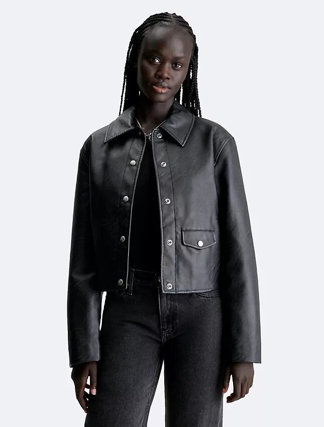 Faux Leather Shirt Jacket Faux Leather Shirt Jacket