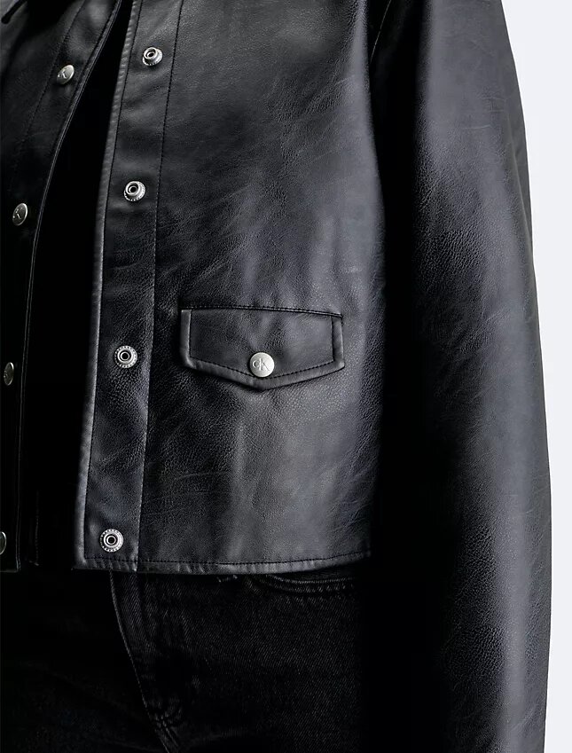 Faux Leather Shirt Jacket Faux Leather Shirt Jacket