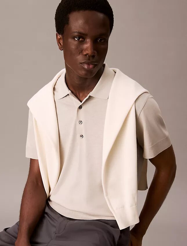 Fine Knit Lyocell Blend Polo Shirt Fine Knit Lyocell Blend Polo Shirt