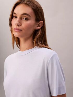 Fine Knit Mock Neck T-Shirt