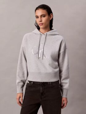 Fleece Sequin Monogram Relaxed Hoodie