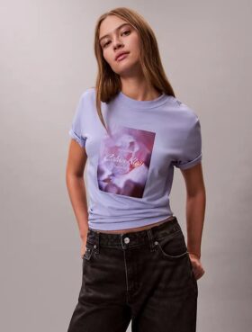 Flower Script Logo Graphic Classic T-Shirt