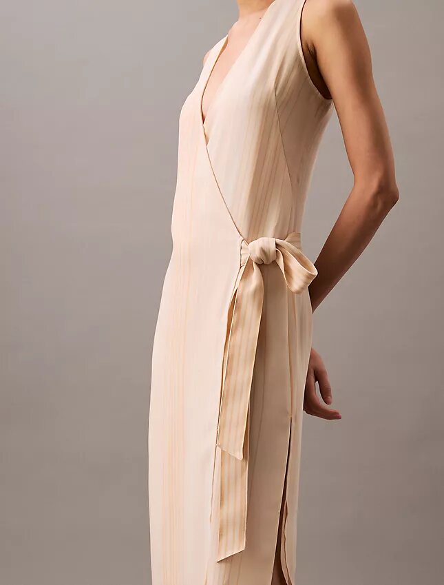 Flowing Stripe Midi Wrap Dress Flowing Stripe Midi Wrap Dress