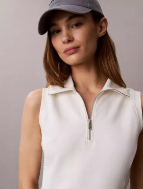 French Terry 1/4 Zip Sleeveless Dress