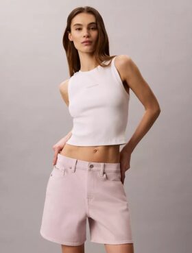 Garment-Dyed High Rise A-Line Shorts