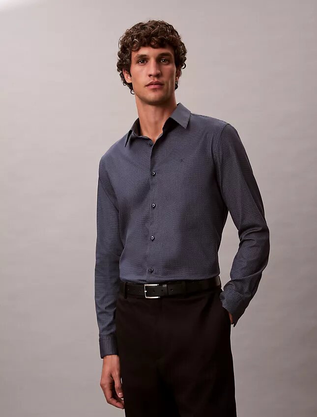 Geometric Jacquard Slim Button-Down Shirt Geometric Jacquard Slim Button-Down Shirt