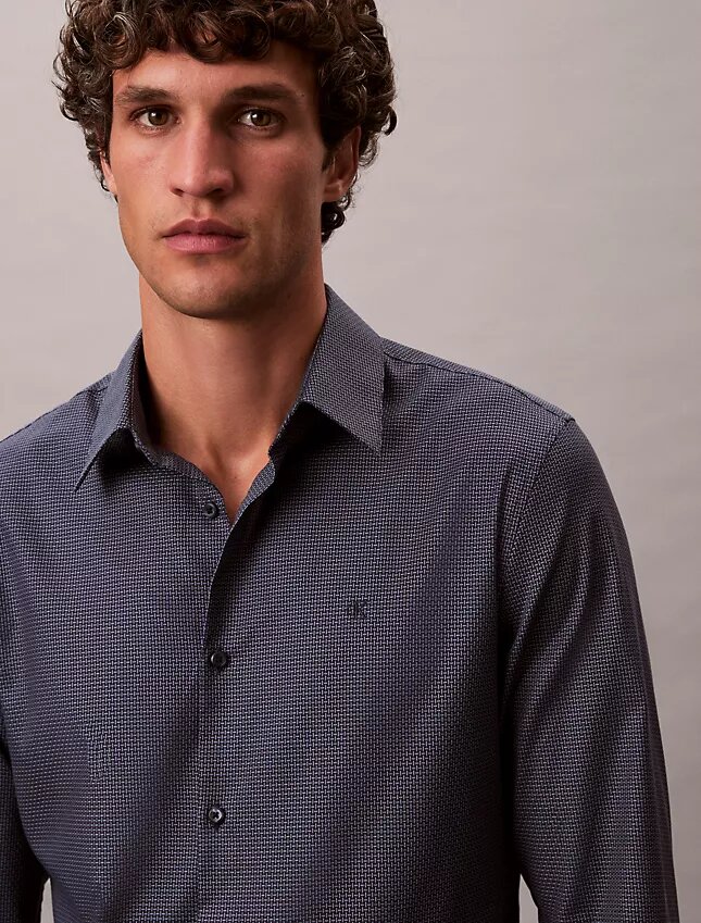 Geometric Jacquard Slim Button-Down Shirt Geometric Jacquard Slim Button-Down Shirt