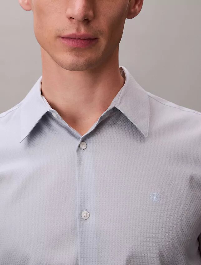 Geometric Jacquard Slim Button-Down Shirt Geometric Jacquard Slim Button-Down Shirt