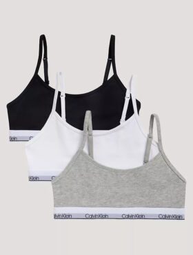 Girls Cotton Stretch 3-Pack Unlined Cropped Bralette Girls Cotton Stretch 3-Pack Unlined Cropped Bralette