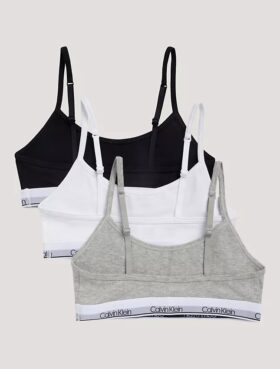 Girls Cotton Stretch 3-Pack Unlined Cropped Bralette Girls Cotton Stretch 3-Pack Unlined Cropped Bralette