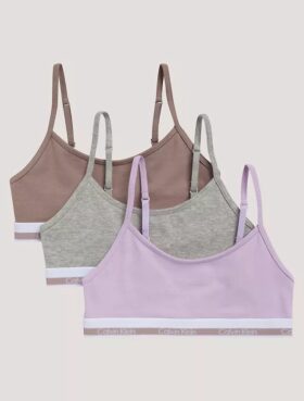 Girls Varsity Cotton Stretch 3-Pack Cropped Bralette