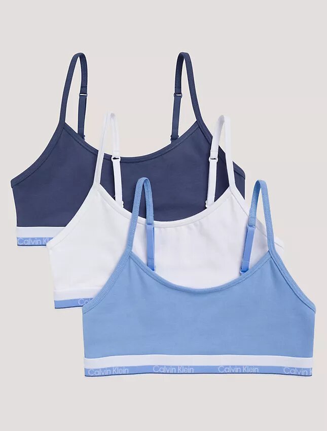 Girls Varsity Cotton Stretch 3-Pack Cropped Bralette Girls Varsity Cotton Stretch 3-Pack Cropped Bralette