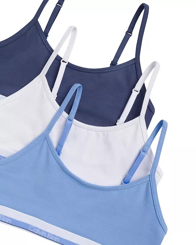 Girls Varsity Cotton Stretch 3-Pack Cropped Bralette Girls Varsity Cotton Stretch 3-Pack Cropped Bralette