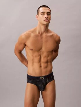 Graphic Monogram Microfiber Stretch Hip Brief