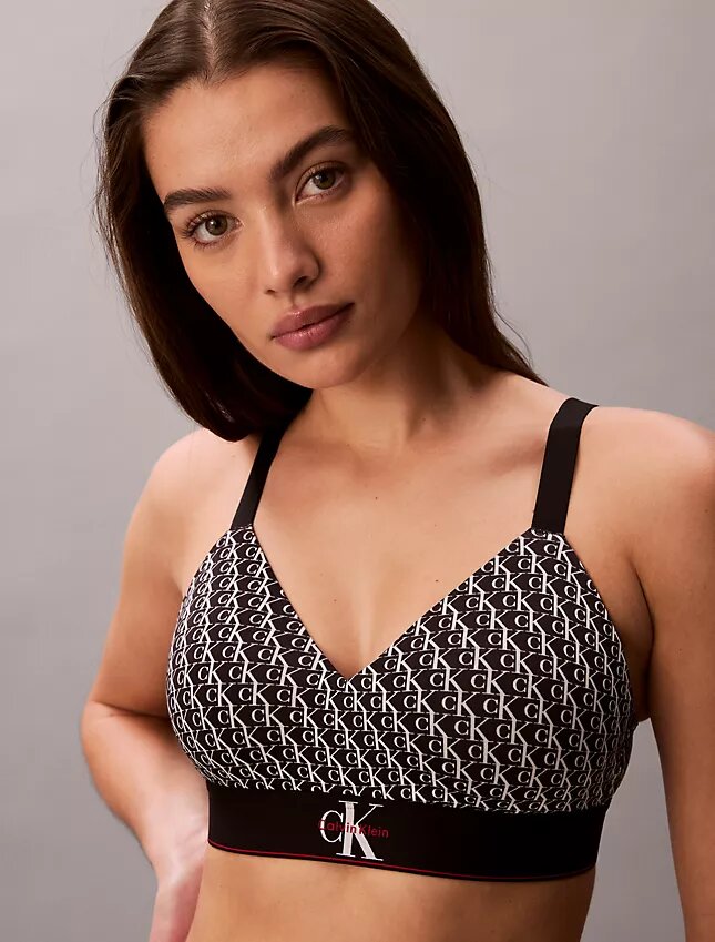 Graphic Monogram Microfiber Stretch Lightly Lined Bralette Graphic Monogram Microfiber Stretch Lightly Lined Bralette