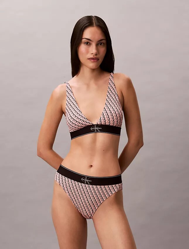 Graphic Monogram Microfiber Stretch Lightly Lined Triangle Bralette Graphic Monogram Microfiber Stretch Lightly Lined Triangle Bralette