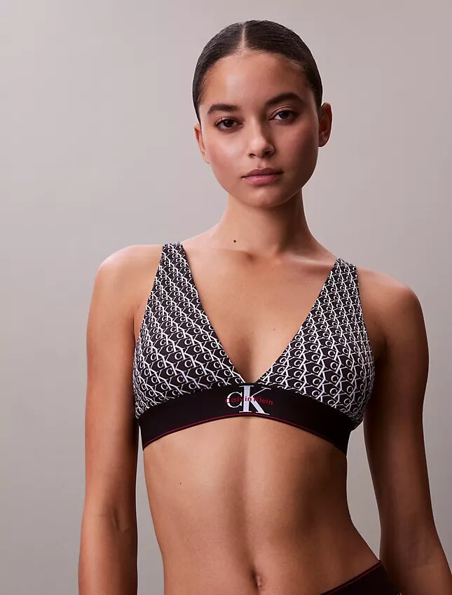 Graphic Monogram Microfiber Stretch Lightly Lined Triangle Bralette Graphic Monogram Microfiber Stretch Lightly Lined Triangle Bralette