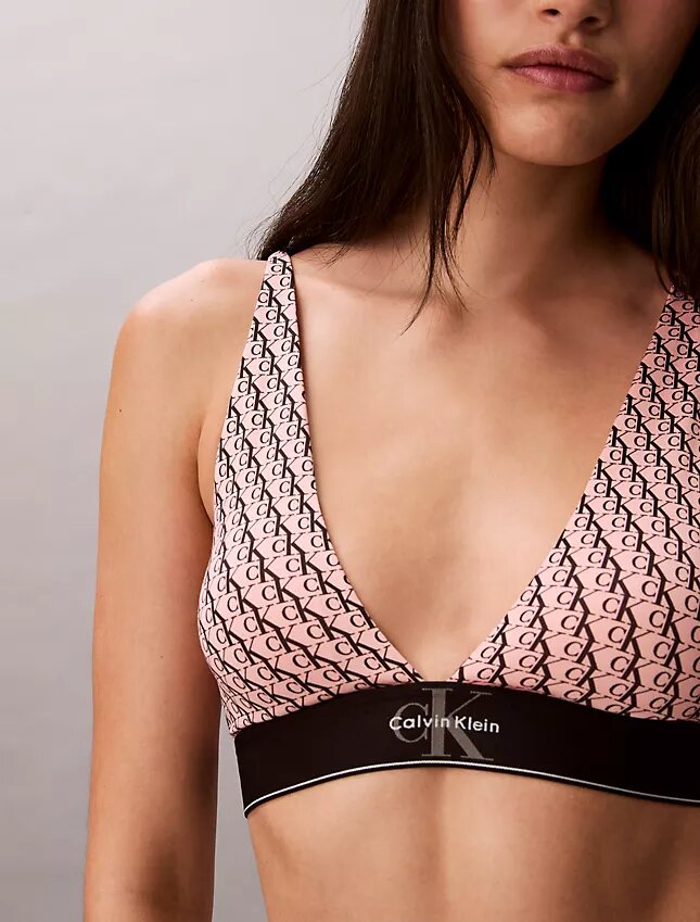 Graphic Monogram Microfiber Stretch Lightly Lined Triangle Bralette Graphic Monogram Microfiber Stretch Lightly Lined Triangle Bralette