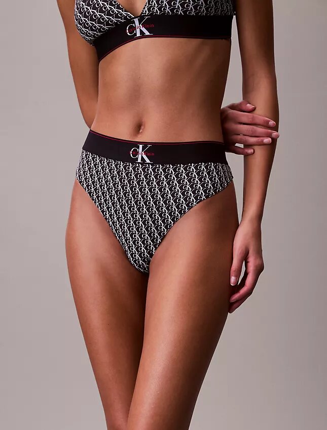 Graphic Monogram Microfiber Stretch Thong Graphic Monogram Microfiber Stretch Thong