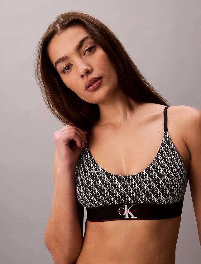 Graphic Monogram Microfiber Stretch Unlined Bralette Graphic Monogram Microfiber Stretch Unlined Bralette