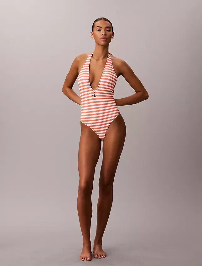 Graphic Monogram Swim Plunge One Piece Graphic Monogram Swim Plunge One Piece