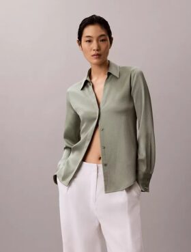 Hammered Satin Fitted Shirt