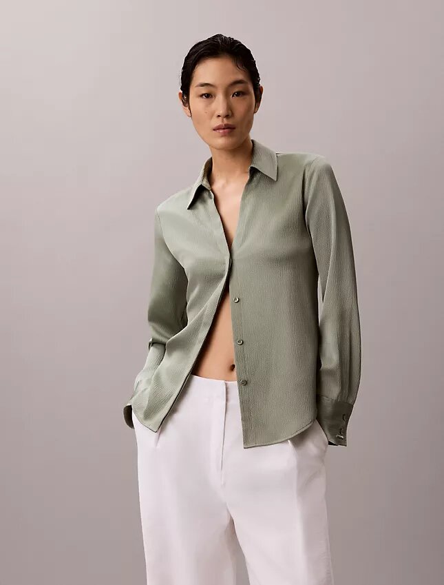 Hammered Satin Fitted Shirt Hammered Satin Fitted Shirt