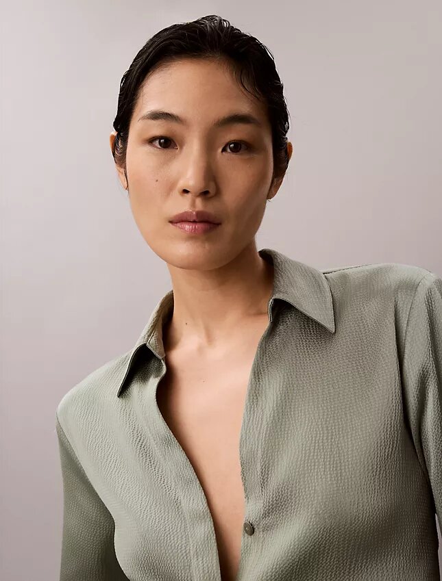 Hammered Satin Fitted Shirt Hammered Satin Fitted Shirt