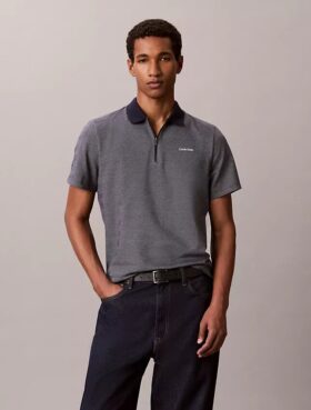 Herringbone Zip Polo Shirt
