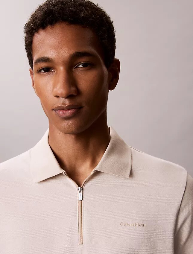 Herringbone Zip Polo Shirt Herringbone Zip Polo Shirt