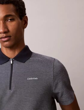 Herringbone Zip Polo Shirt