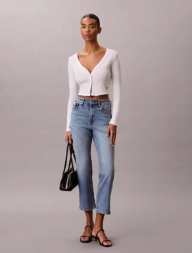High Rise Cropped Flared Jeans