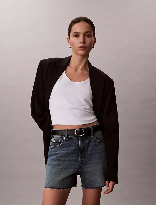 High Rise Midi Denim Shorts High Rise Midi Denim Shorts
