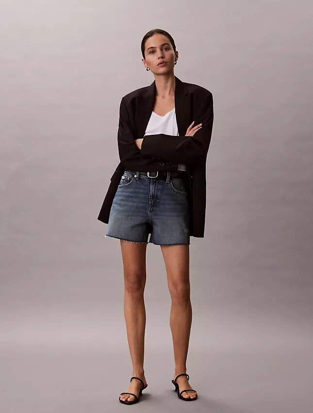 High Rise Midi Denim Shorts High Rise Midi Denim Shorts