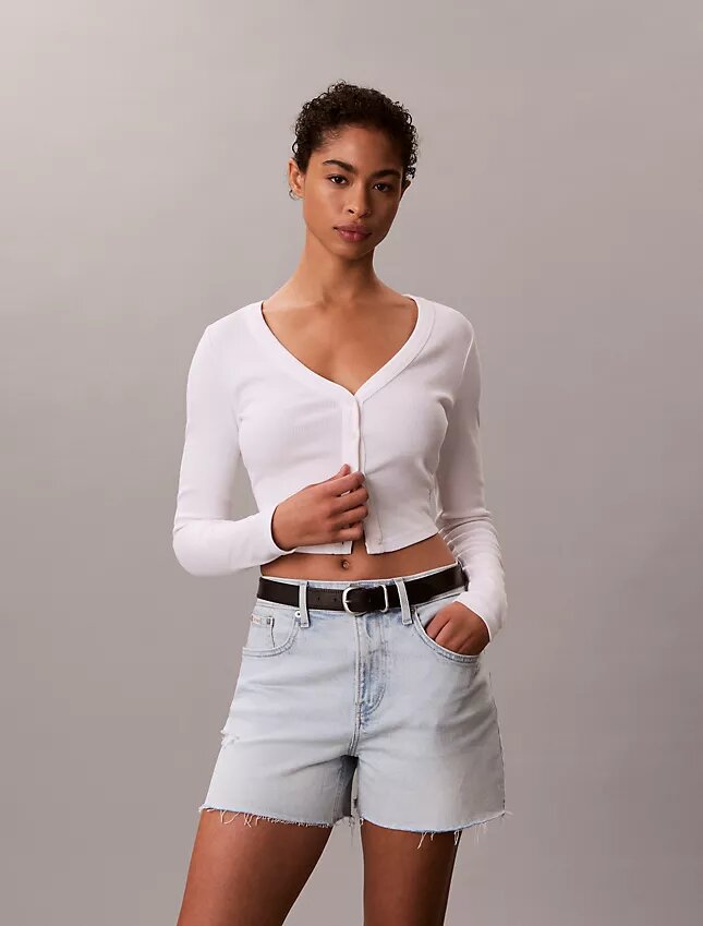 High Rise Midi Denim Shorts High Rise Midi Denim Shorts