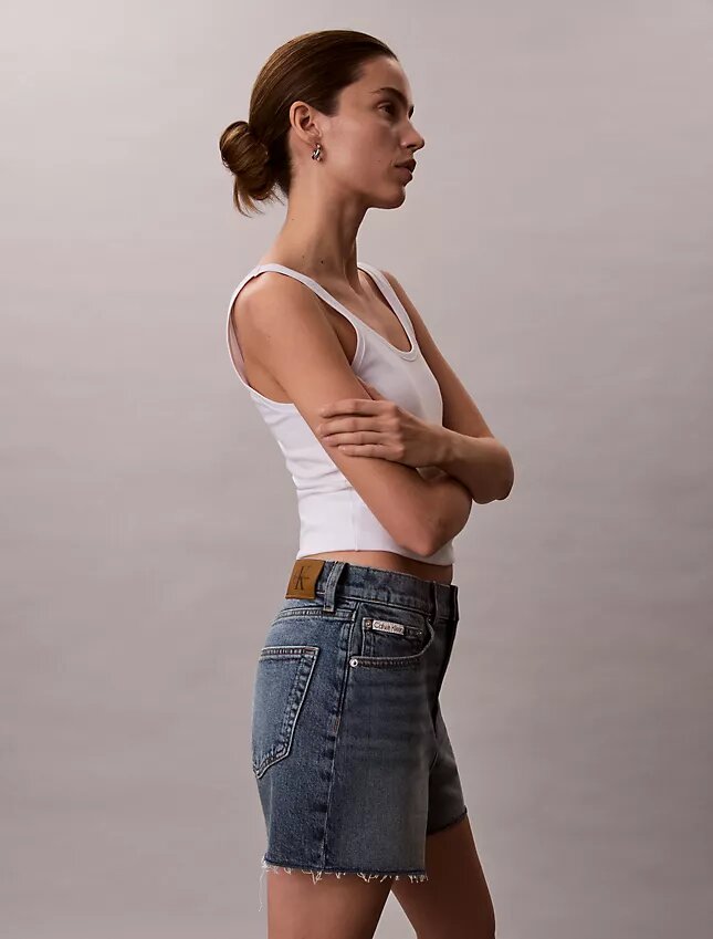 High Rise Midi Denim Shorts High Rise Midi Denim Shorts