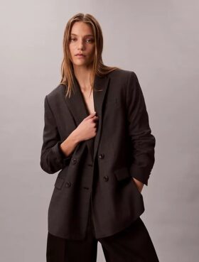Houndstooth Wool Blend Relaxed Blazer Houndstooth Wool Blend Relaxed Blazer