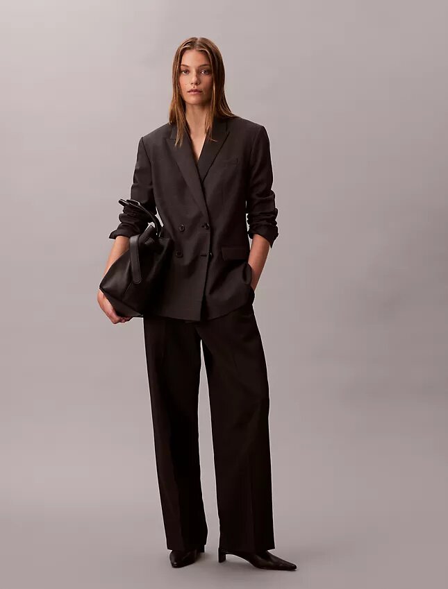 Houndstooth Wool Blend Relaxed Blazer Houndstooth Wool Blend Relaxed Blazer