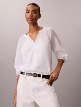 Light Cotton Blend Popover Top