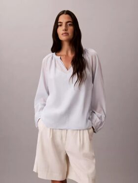 Light Cotton Blend Popover Top