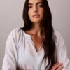 Light Cotton Blend Popover Top