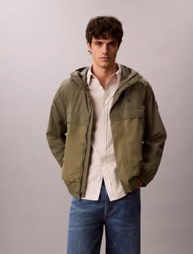 Lightweight Nylon Mixed Media Jacket