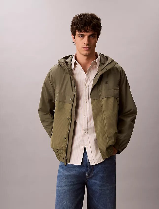 Lightweight Nylon Mixed Media Jacket Lightweight Nylon Mixed Media Jacket