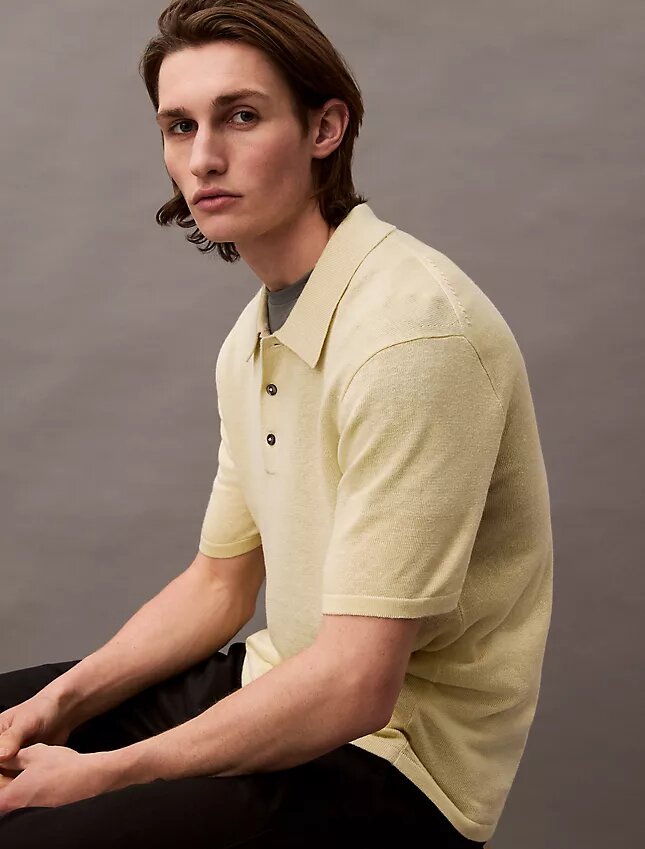 Linen Blend Classic Sweater Polo Shirt Linen Blend Classic Sweater Polo Shirt