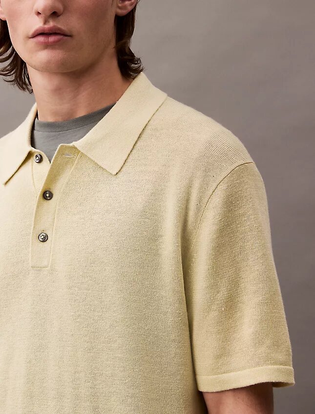 Linen Blend Classic Sweater Polo Shirt Linen Blend Classic Sweater Polo Shirt